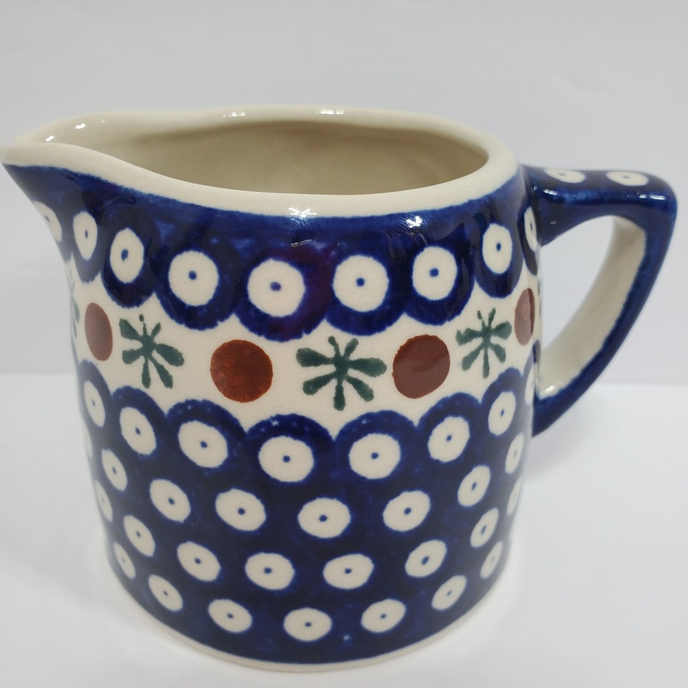 Boleslawiec Polish Pottery Creamer Pitcher Small Blue  Peacock Eye
